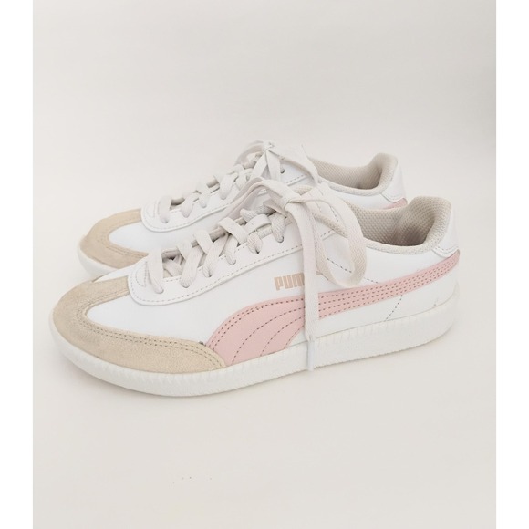 Puma Shoes - Puma Club 5v5 White Pink Suede T-Toe Sneakers 400802-03 Womens Size 5